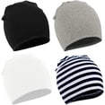thumbnail image 1 of Zando Winter Cotton Warm Hat Unisex Baby Beanie Hat Infant Baby Soft Cute Knit Cap Black & White & Stripe & Light Grey, 1 of 6