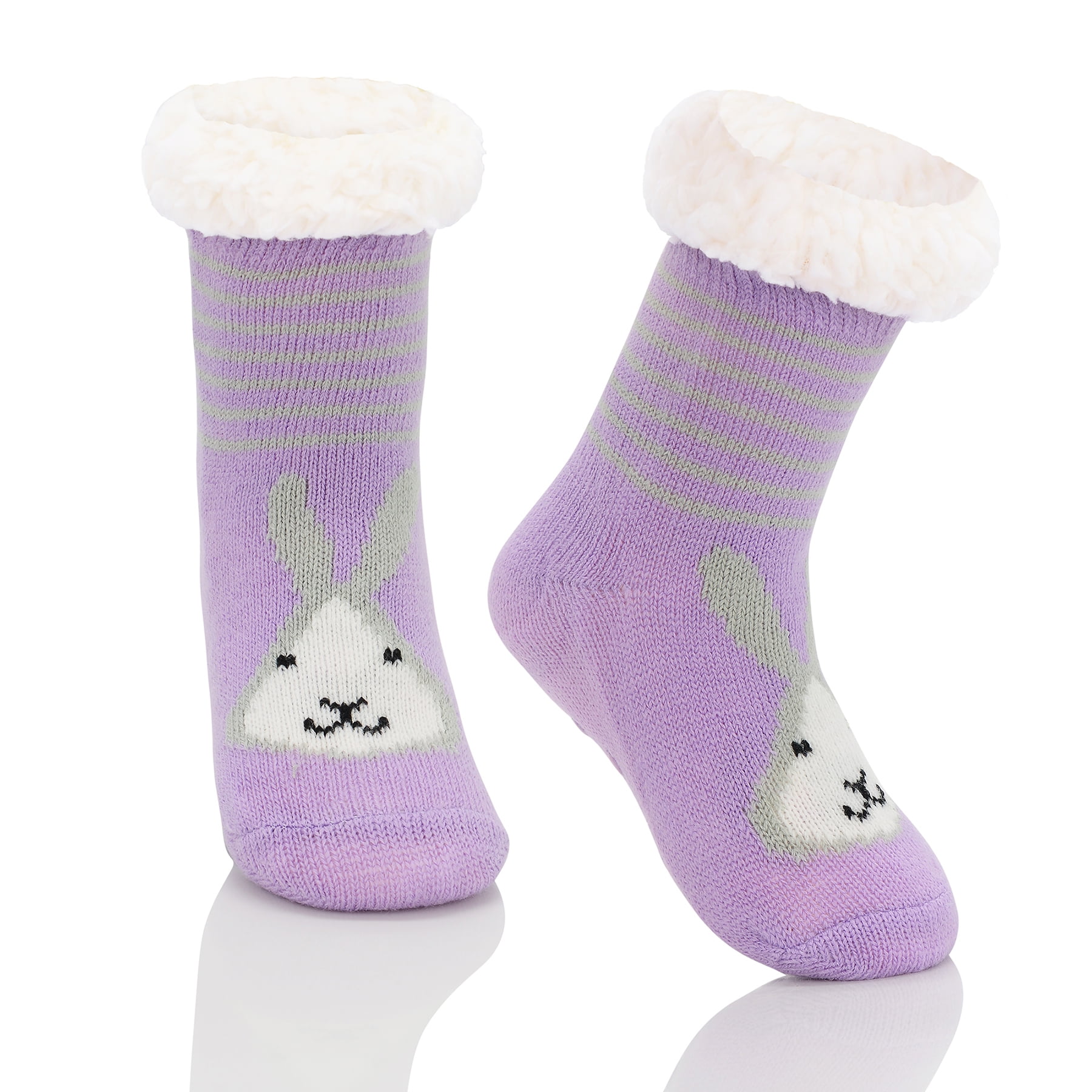Zando Winter Kids Fuzzy Slipper Socks with Grippers Girls Fuzzy Socks Christmas Thick Fleece