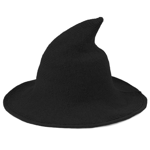 Zando Witch Hats for Women Modern Wool Witches Hat Adult Wide Brim Wizard Hat Black