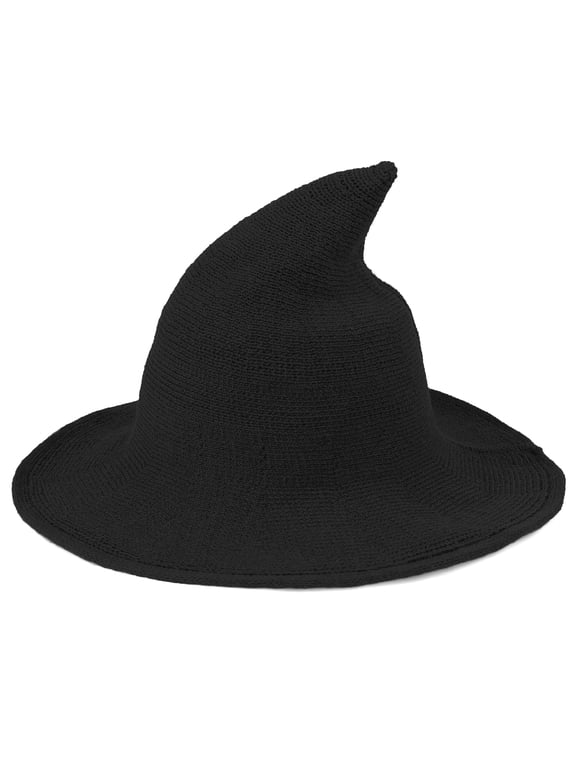 Witch Hats for Women Modern Wool Witches Hat Adult Wide Brim Wizard Hat Black