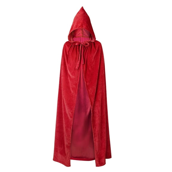 Zando Women Red Cloak with Hood Velvet Red Hooded Cloak Little Red Riding Hood Cape Costume L