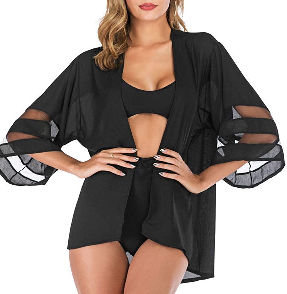 SHU-SHI Women's Kimono Cardigan - Sheer Open Front Beach Cover Up, Boho Loose Coverup For Pool & Travel - View #8