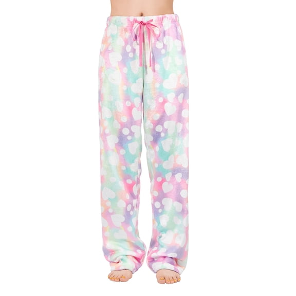 Zando Women's Plush Fuzzy Pajama Pants Winter Cozy Pj Bottoms Drawstring Lounge Pants Womens Sleepwear Heart XL