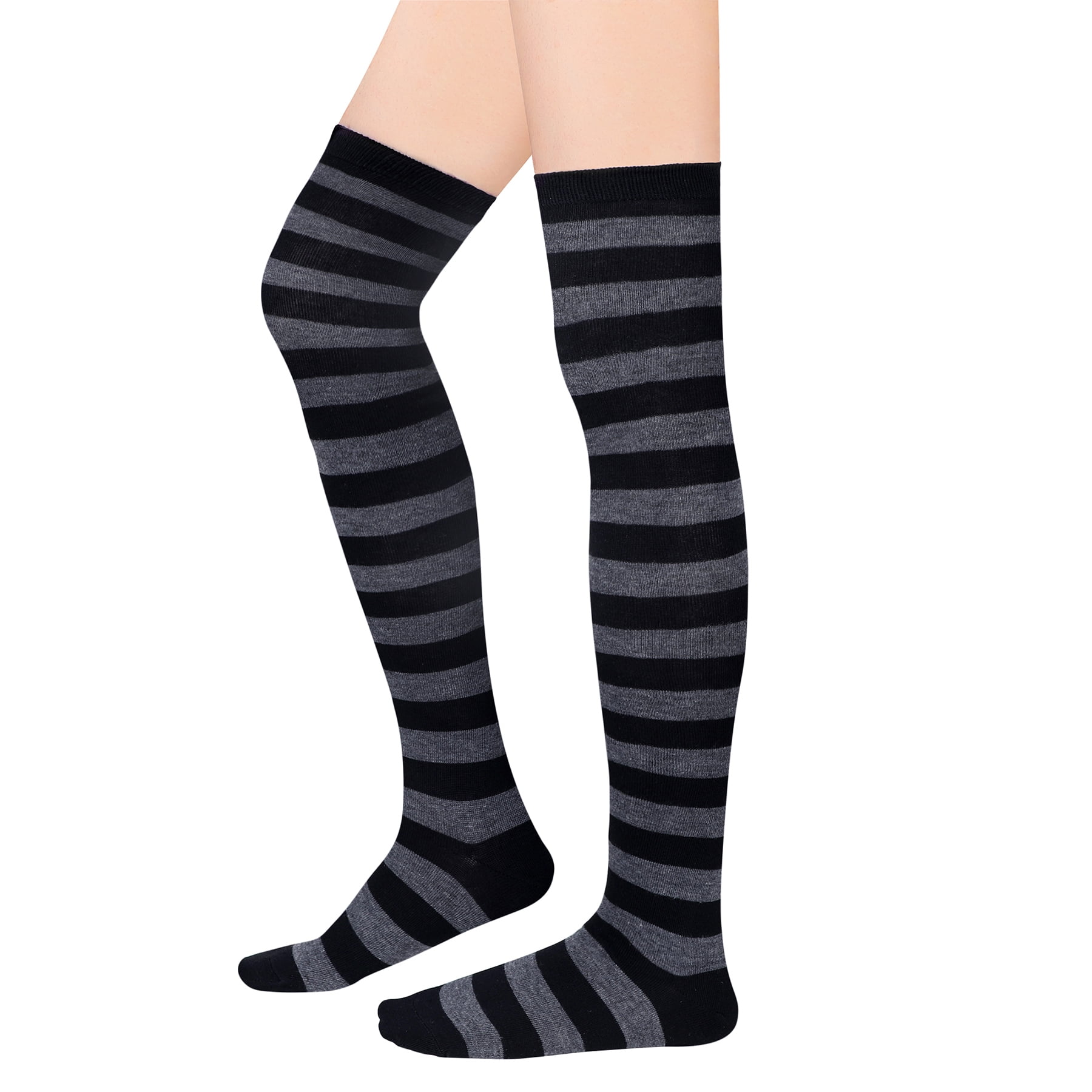 タイツ・ソックス MARUN5 2 Pack Generous Soft Warm Ribbed Over Knee Socks Zando-Womens-Black-Thigh-High-