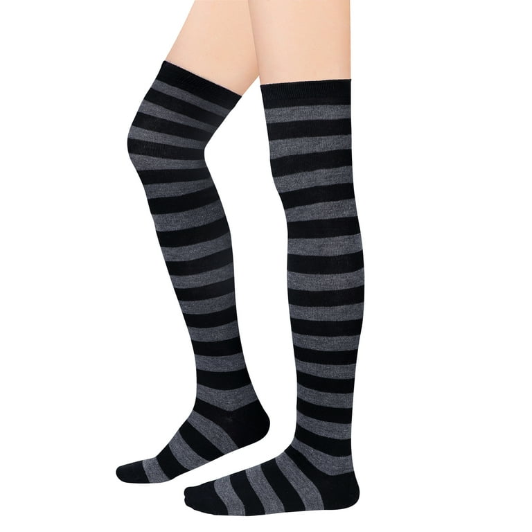 Zando Womens Black Thigh High Socks Extra Long Halloween Socks