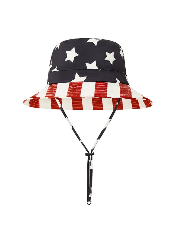 4th of July Bucket Hat for Men Women Patriotic American Flag Packable Waterproof Wide Brim Sun Hat Fishing Hiking