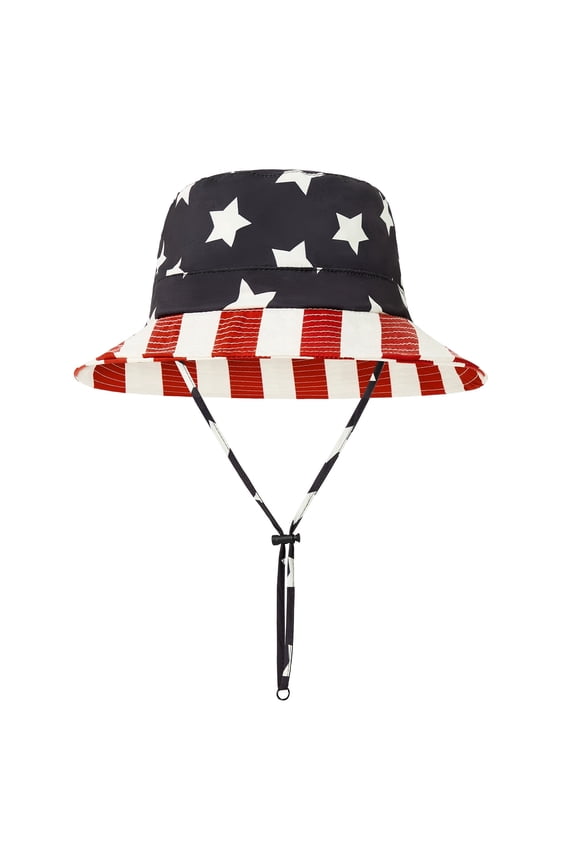 4th of July Bucket Hat for Men Women Patriotic American Flag Packable Waterproof Wide Brim Sun Hat Fishing Hiking