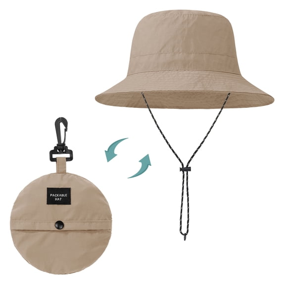Zando Womens Bucket Hats Packable Foldable Bucket Hats for Men Waterproof Lightweight Fishing Hiking Hat Wide Brim Sun Hats for Women UV Protection Khaki