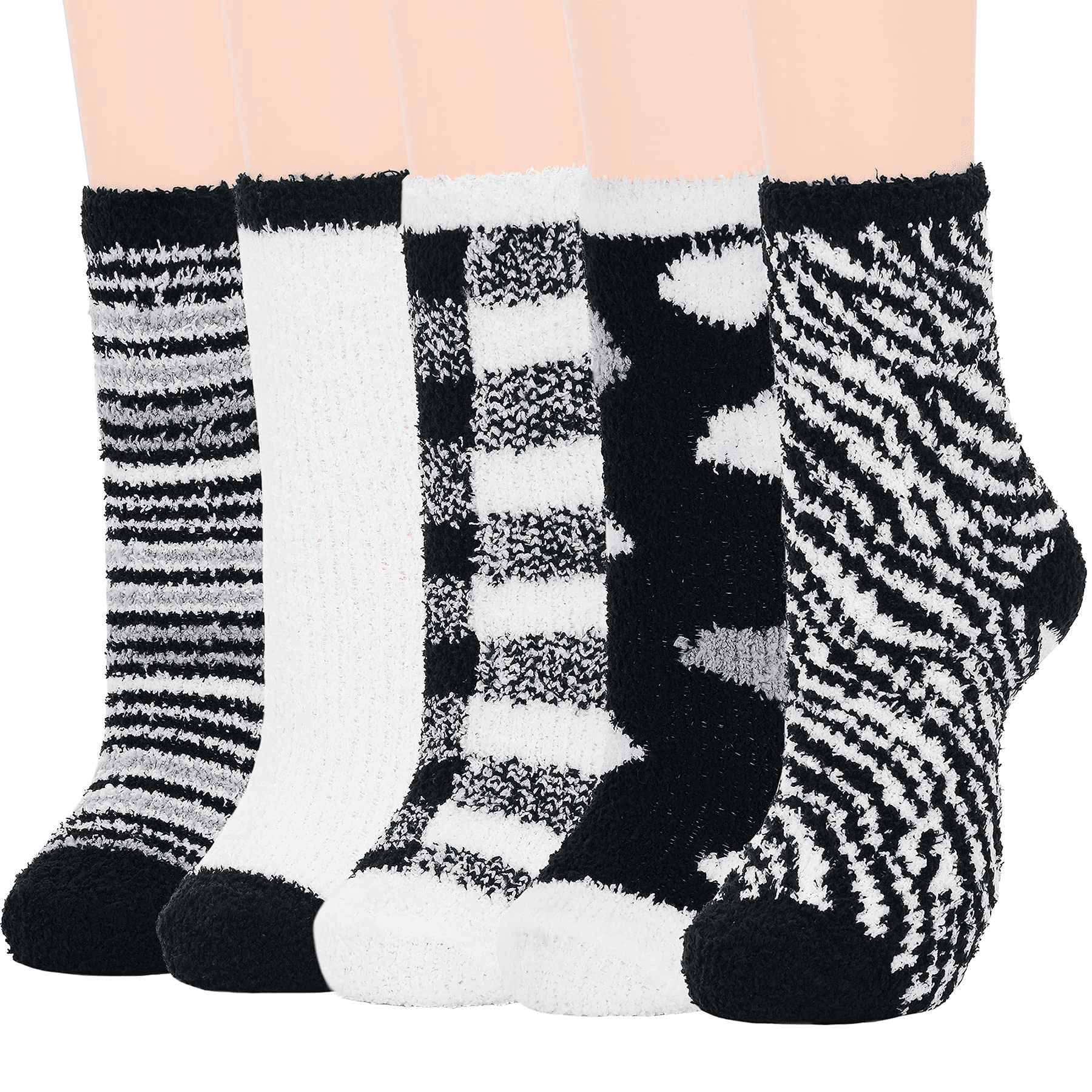 Zando Womens Fuzzy Socks Bulk Warm Fuzzy Slipper Socks Thick Fleece