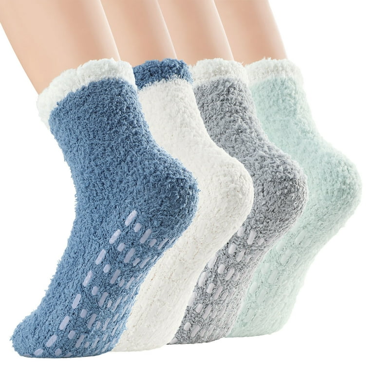 Zando Women's Non-Slip Fuzzy Winter Socks, Warm Fleece Slipper