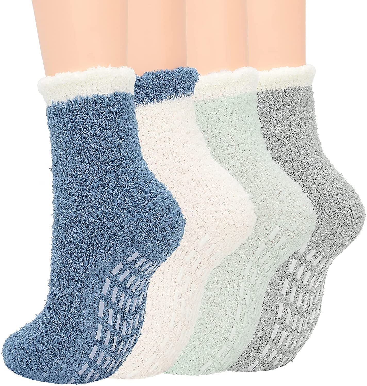The Comfy Slipper Socks Blue Multicolor Soft, Sherpa, And Warmth One Size