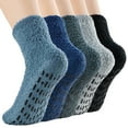 thumbnail image 1 of Zando Womens Fuzzy Socks Winter Slipper Socks Non-Slip Grip Socks Warm Fleece Socks Non Skid Socks Soft Fluffy Socks 5 Pairs Dark Solid, 1 of 5