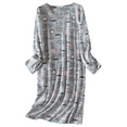 Zando Women's Long Sleeve Nightgown, Warm Cotton, Plus Size House Dress
