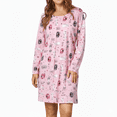 thumbnail image 1 of Zando Womens Long Sleeve Nightgown Cotton Nightgowns Plus Size House Dresses Soft Ladies Night Gown Cartoon Sleep Shirt Pink Cat S, 1 of 9