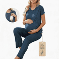 thumbnail image 1 of Zando Womens Bamboo Maternity Nursing Pajamas Set Layer Soft Postpartum Lounge Set for Woman Tulip Hem Breastfeeding Woman PJ 2 Piece set, 1 of 7