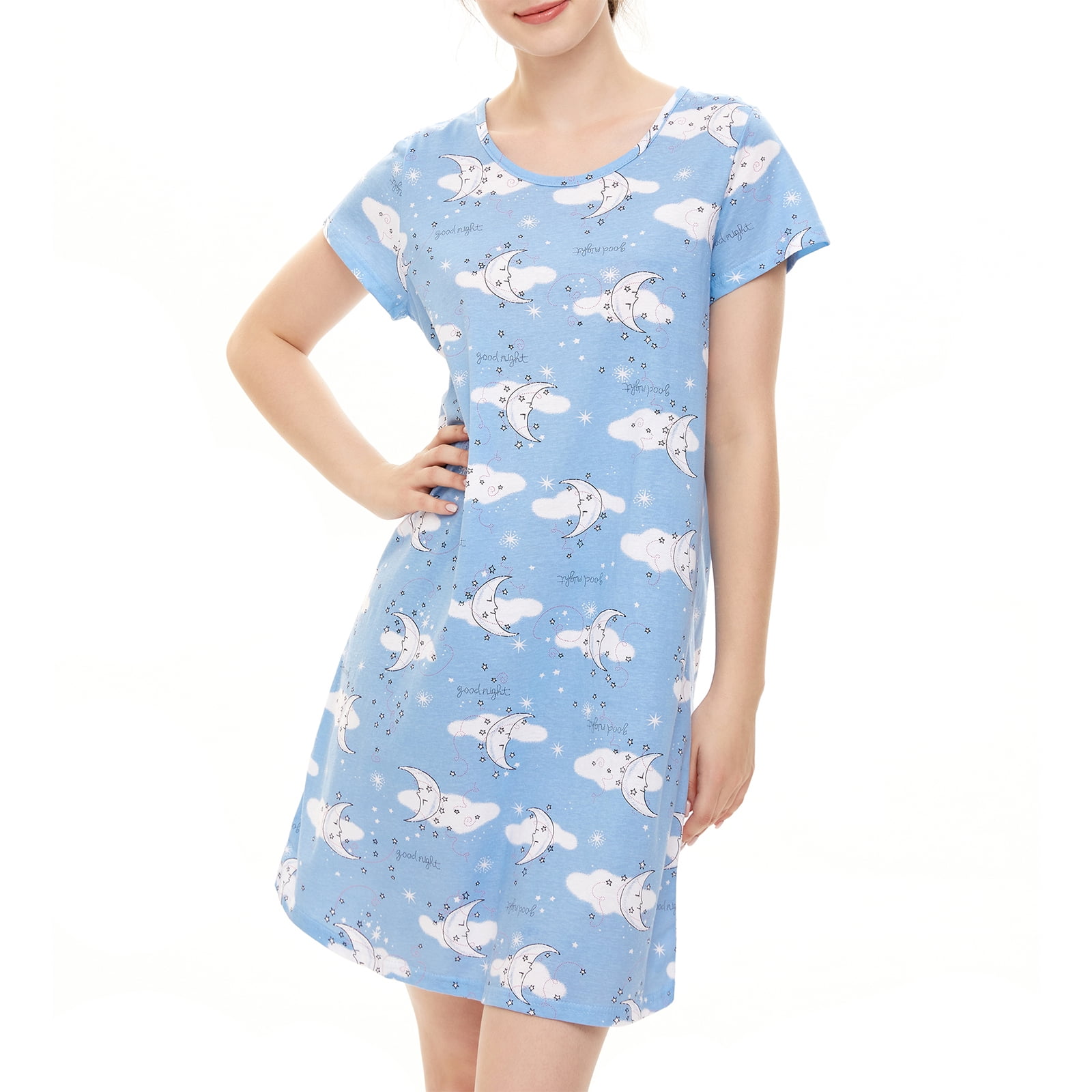 Zando Womens Nightgowns Cotton Night Gowns Cartoon Printed Sleep