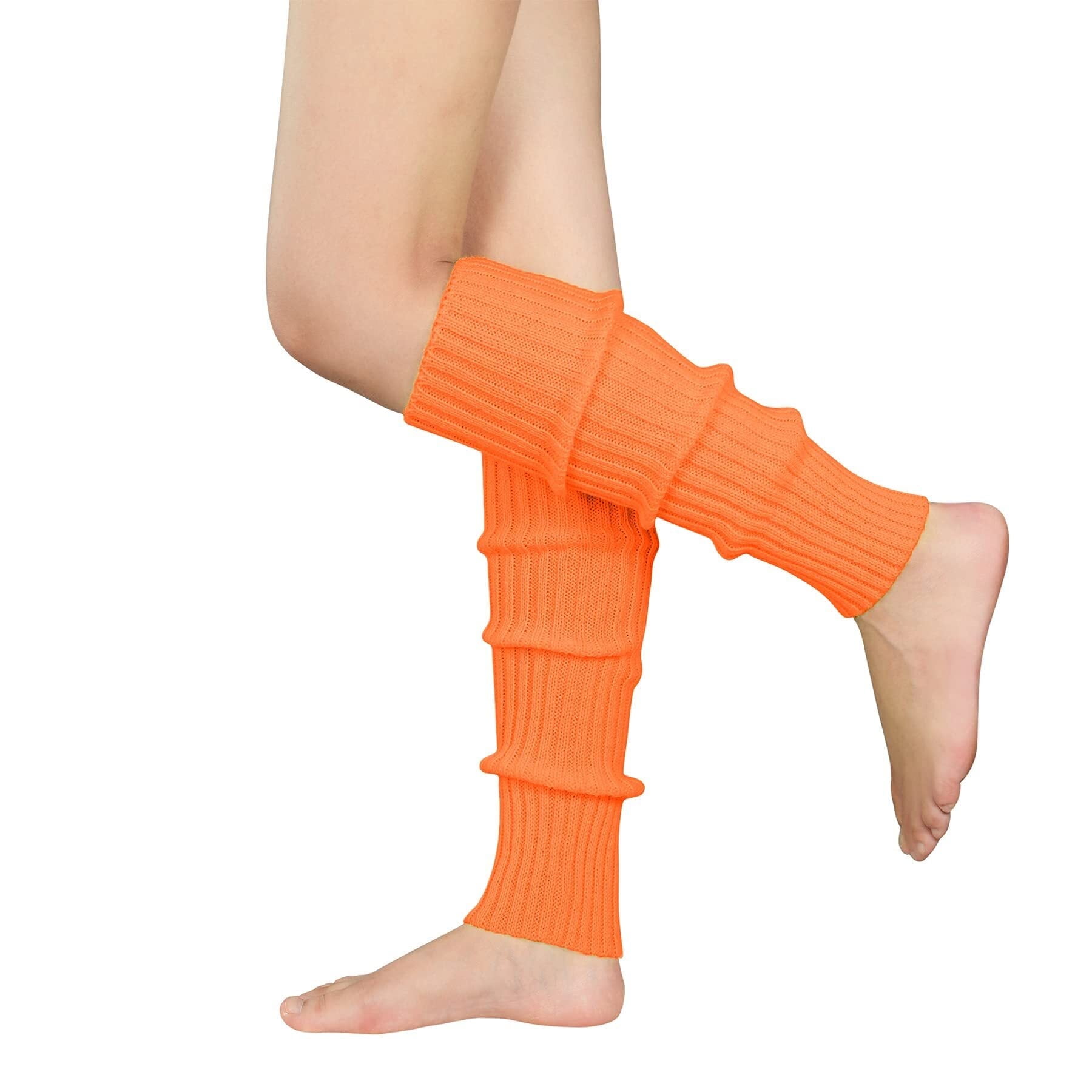 Zando Women's Neon Dance Long Leg Warmers, Knee High, Ribbed