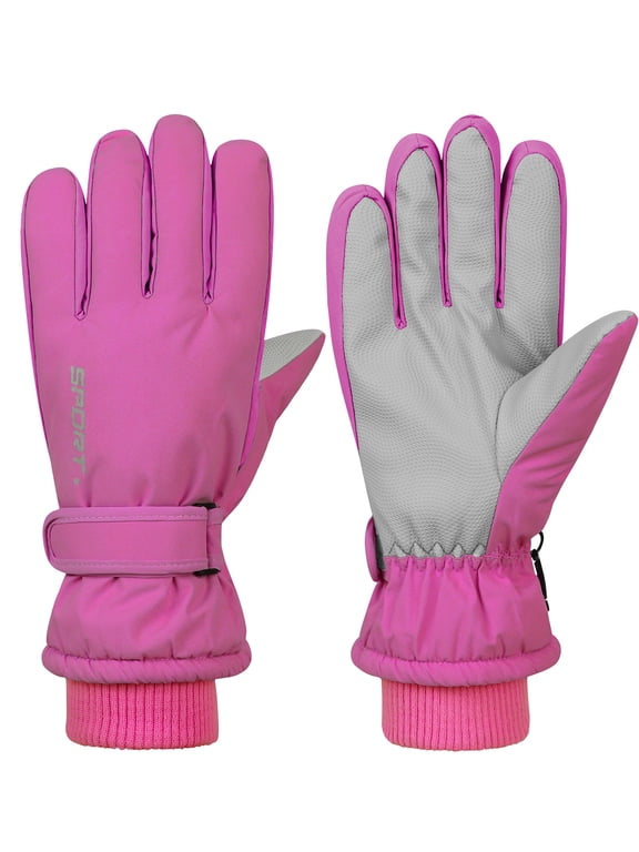 Womens Snow Gloves Touchscreen aterproof Snowboarding Gloves Winter Ski Gloves Women Winter Gloves for Women Cold Weather Rose Red