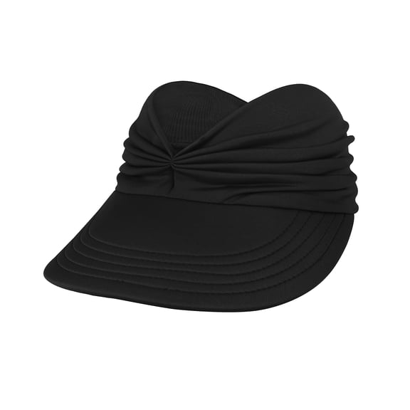 Zando Womens Sun Visor Hats Wide Brim Beach Hats for Women UV Protection Foldable Sun Hat with Ponytail Black