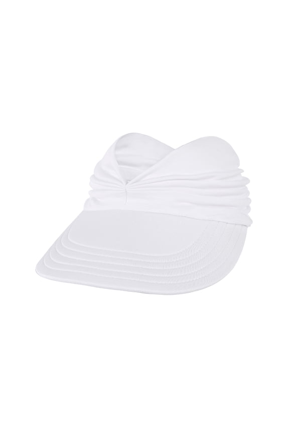 Womens Sun Visor Hats Wide Brim Beach Hats for Women UV Protection Foldable Sun Hat with Ponytail White