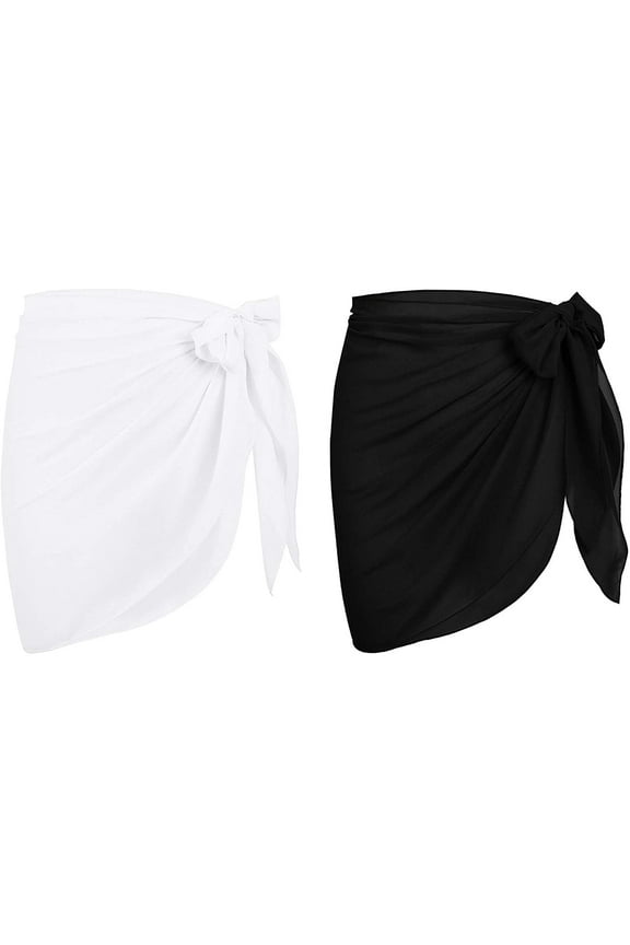 Womens Swimsuit Cover Up Beach Sarong Wrap Bathing Suits Coverups Skirt Bikini Coverup Shawl Black & White