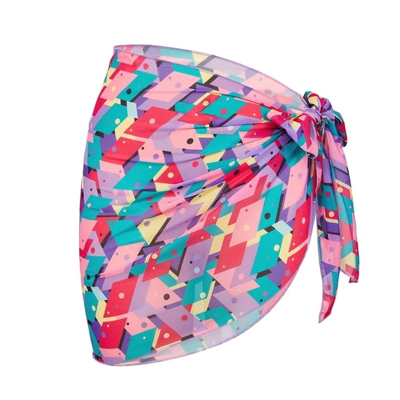 Zando Swim Cover Ups for Women Swimsuit Cover Up Beach Sarong Wrap Skirt Bathing Suit Cover Colorful Geometric Prints