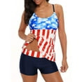 thumbnail image 1 of Zando Womens Tankini Bathing Suits for Women Halter Swimsuits Tummy Control 2 Piece Swim Suit American Flag L, 1 of 6