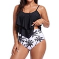 thumbnail image 1 of Zando High Waisted Tankini Bathing Suits for Women Modest Swimsuits with Ruffle 2 Piece Tummy Control Swimwear Black Tree S, 1 of 6