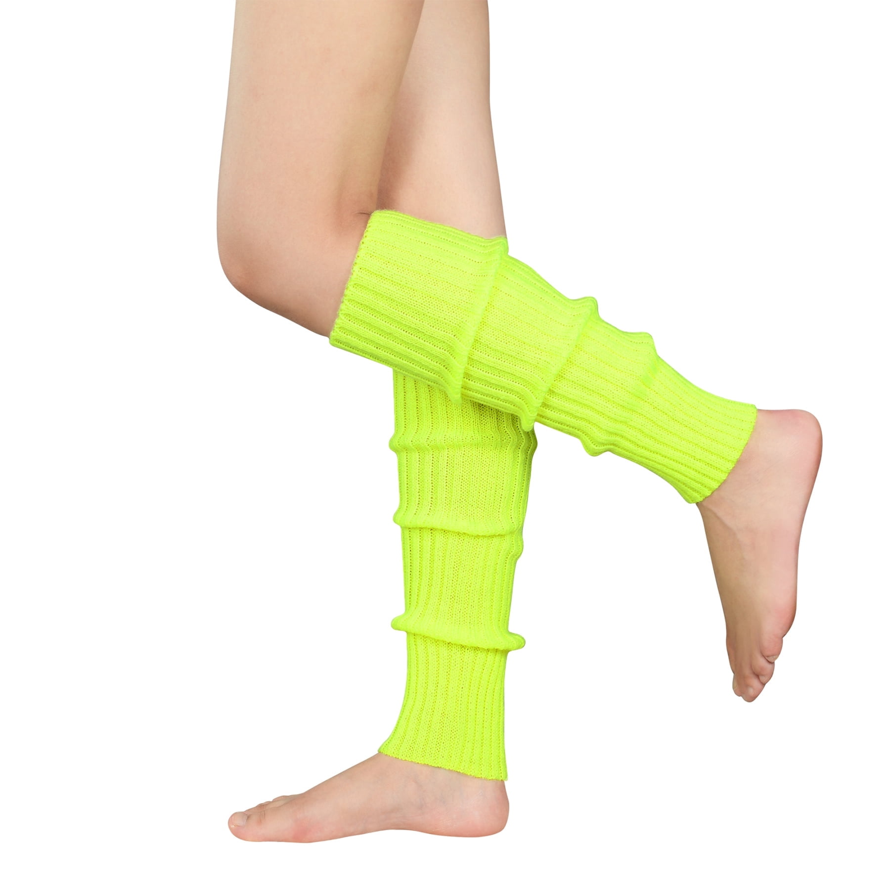 Zando Yellow Leg Warmers for Women 80s Ribbed Knit Knee Warmer 80s