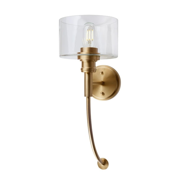 Zane 1-Light Soft Gold Wall Sconce with Clear Glass - Soft Gold