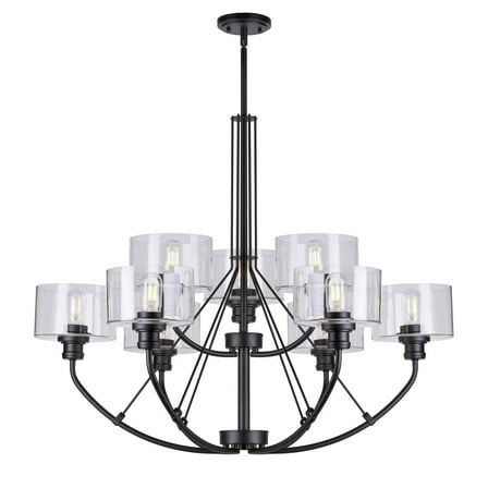 Zane 9-Light Black Chandelier with Clear Glass