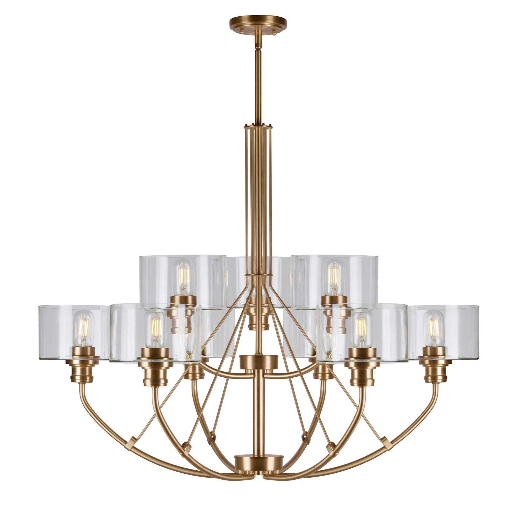 Zane Black Steel 9-Light Chandelier with Clear Glass Shades