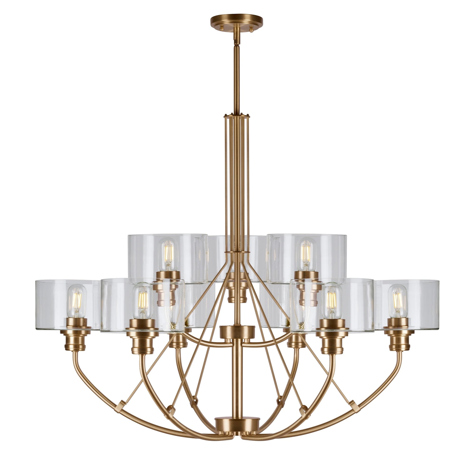 Zane Black Steel 9-Light Chandelier with Clear Glass Shades