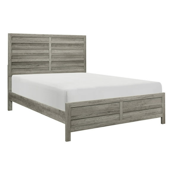 Zane Transitional Queen Bed, Wood Plank Panel Headboard, Weathered Gray- Saltoro Sherpi