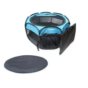 ZaneSun Foldable Pet Playpen Kennels for Dog&Cat Carrying Case Removable Shade Cover Indoor Outdoor Water Resistant for Small Puppy Kitten Rabbit with Pet playpen mat(71*71*40cm, Blue)