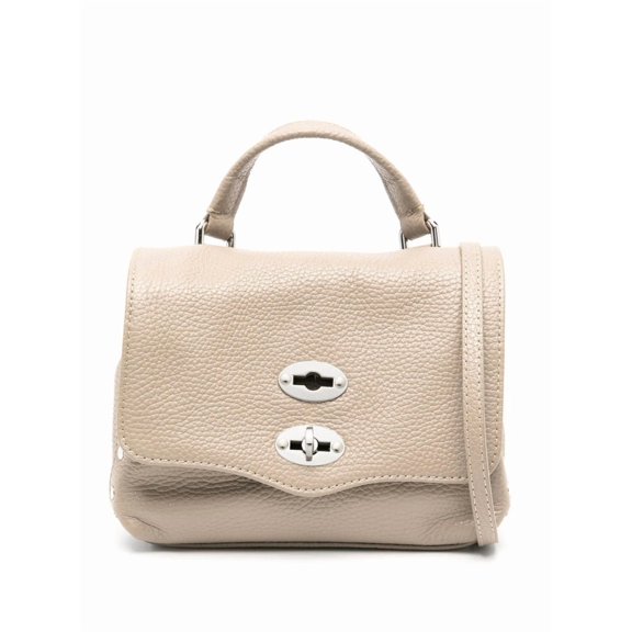 Zanellato Women's Structured Handbag In Pebbled Leather With Dual Lock Closure Neutrals