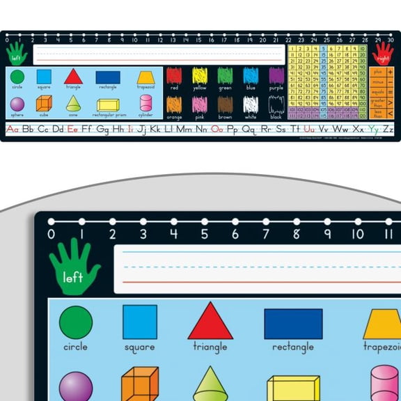 Zaner-Bloser 120 Grid with Number Line Self-Adhesive Deluxe Plastic Desktop Helpers - Set Of 24