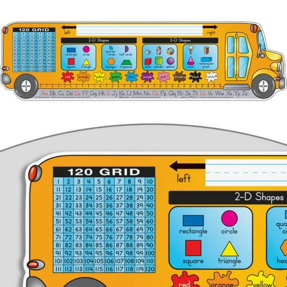 Zaner-Bloser Bus Shaped Self-Adhesive Vinyl Desktop Helpers - Set Of 24