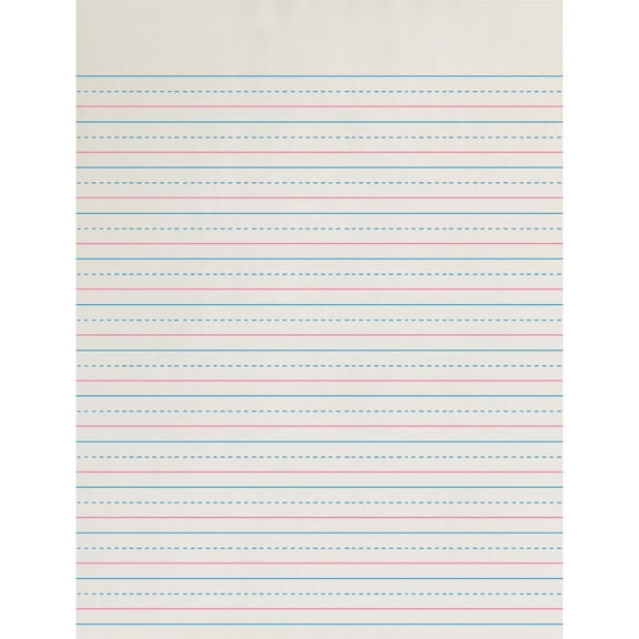 Zaner-Bloser Newsprint Handwriting Paper, Dotted Midline, Grade 2, 1/2" x 1/4" x 1/4" Ruled Short, 8" x 10-1/2", 500 Sheets