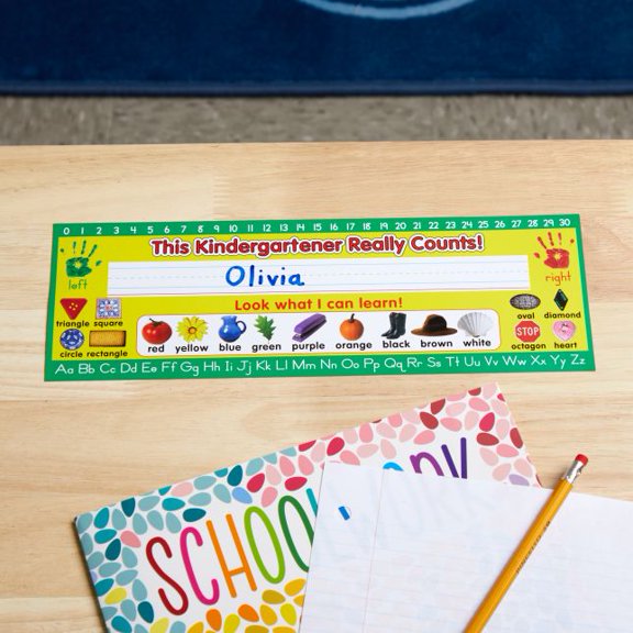 Zaner-Bloser Kindergarten Two-Sided Cardstock Desktop Helpers with Self-Adhesive Sleeves and Testing Inserts - Set Of 12