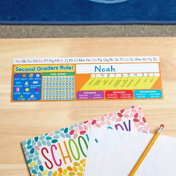 Zaner-Bloser Second Grade Two-Sided Cardstock Desktop Helpers with Self-Adhesive Sleeves and Testing Inserts - Set Of 12