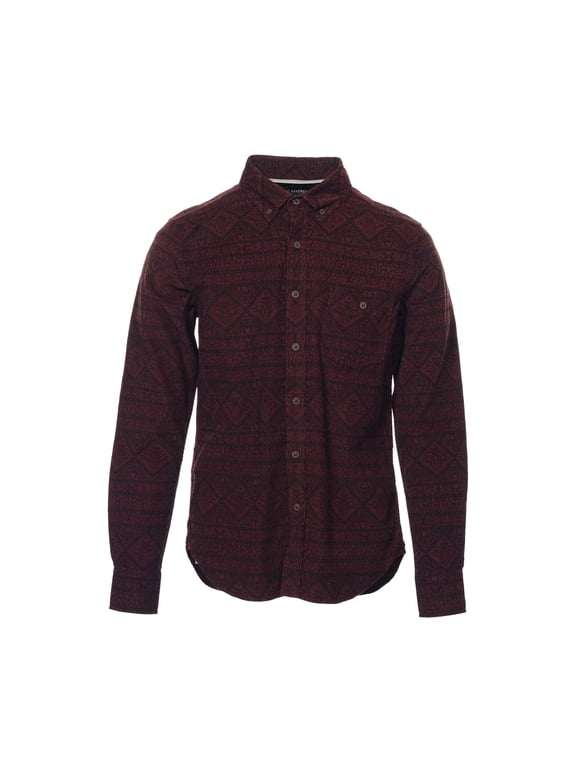 Mens Geo Print Rharma Corduroy Western Button Down Shirt (Medium)
