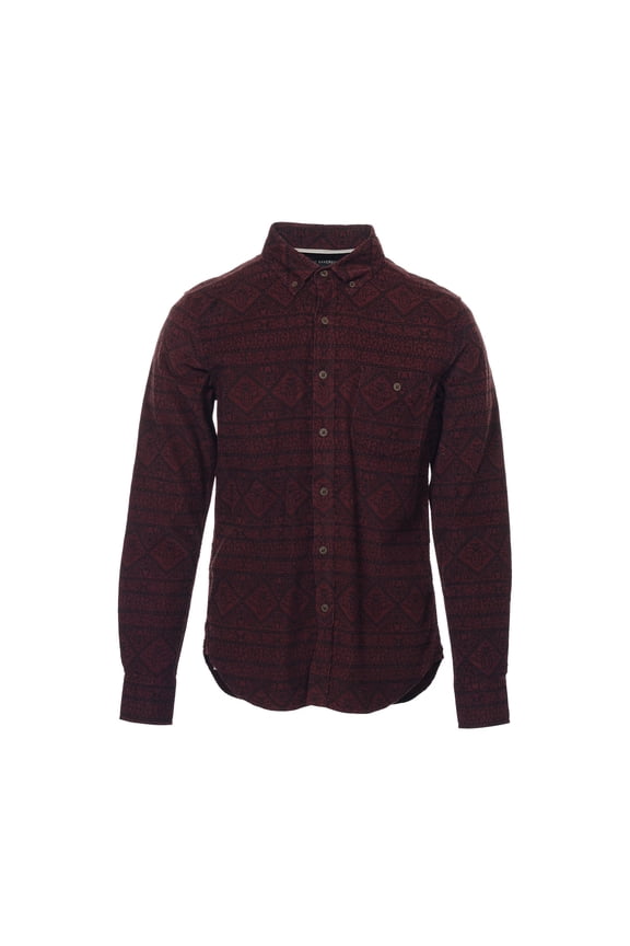 Mens Geo Print Rharma Corduroy Western Button Down Shirt (Medium)