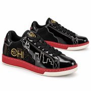 Zang Fashion Adult Unisex Chicago Sneakers, Black Red Black, Size 9.5
