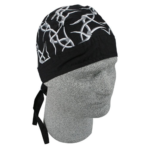 Zan Headgear Flydanna Headwrap, Barbed Wire Gray, OSFA, Black Gray Barbed Wire