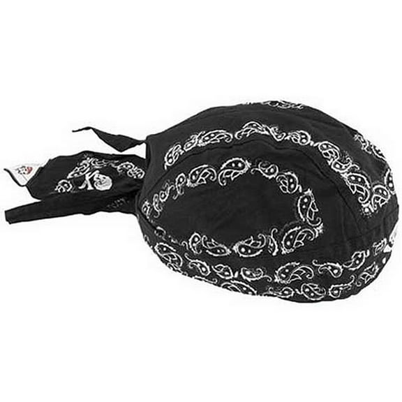 Zan Headgear Black Paisley Flydanna Headwrap Black Skull Paisley