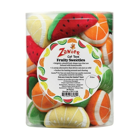 Zanies ZA Fruity Sweeties Cat Toy Canist 28pc