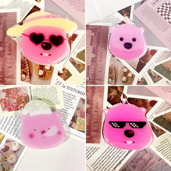 Zanmang LP Phone Grip - Cute Pink Beaver Grip, Kawaii Anime Character Phone Stand
