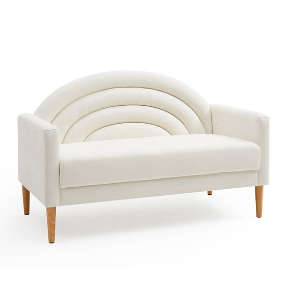 Zanmintao 49.61" Wide 2-Seater Rainbow Sofa,Mid-Century Linen Couch,Sturdy Wood Frame for Apartment Lounge,Office and Small Spaces,Cream