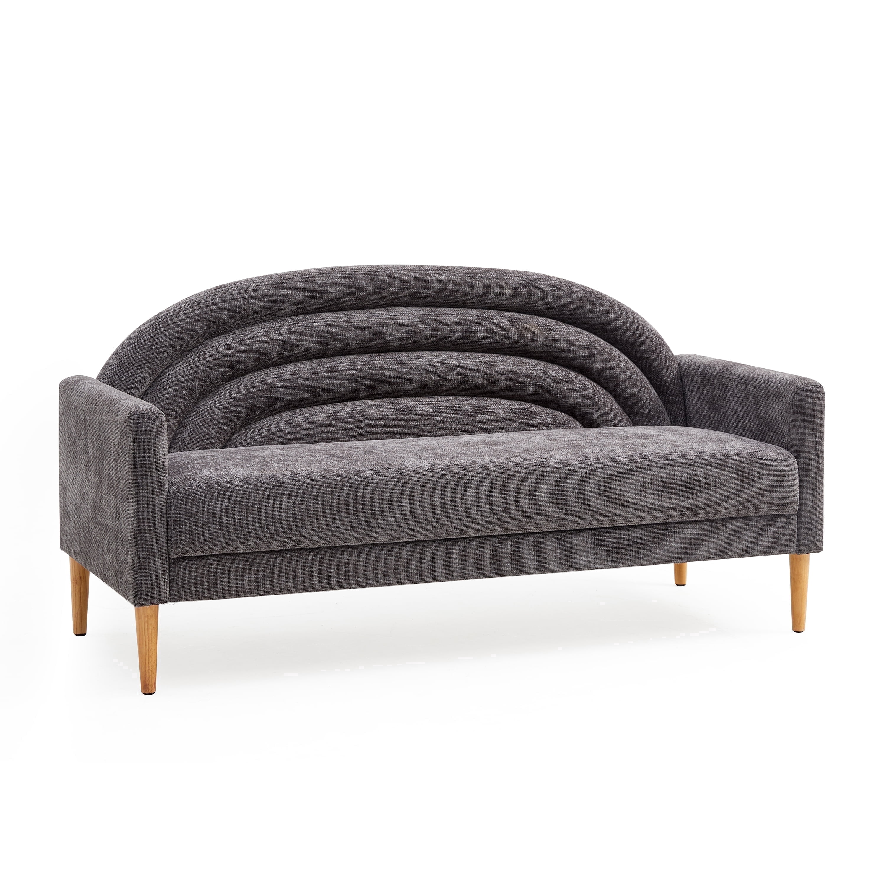 Loveseat Sofa for Small Spaces,49.6" Mid-Century Modern Linen Small Couch with Arched Backrest,2-Seater Upholstered Settee,600 lbs Capacity,Grey